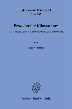 Widmann |  Prozeduraler Klimaschutz. | Buch |  Sack Fachmedien