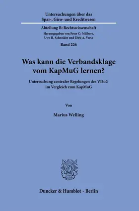 Welling |  Was kann die Verbandsklage vom KapMuG lernen? | Buch |  Sack Fachmedien
