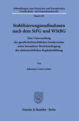 Lorber | Stabilisierungsmaßnahmen nach dem StFG und WStBG | Buch | 978-3-428-19146-8 | www.sack.de