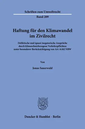 Sauerwald |  Haftung für den Klimawandel im Zivilrecht | Buch |  Sack Fachmedien