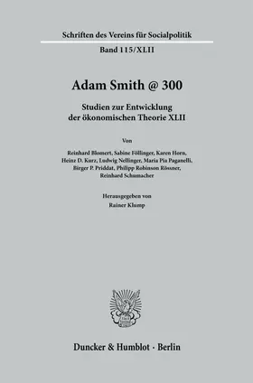 Klump / Blomert / Föllinger |  Adam Smith @ 300 | Buch |  Sack Fachmedien