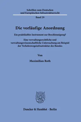 Roth |  Die vorläufige Anordnung | Buch |  Sack Fachmedien