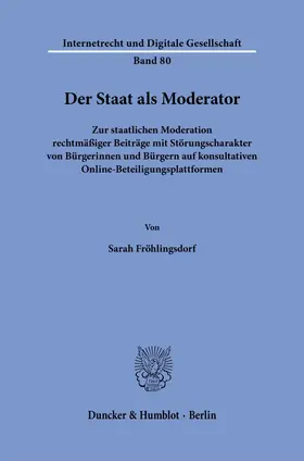 Fröhlingsdorf |  Der Staat als Moderator | Buch |  Sack Fachmedien