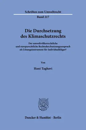 Taghavi |  Die Durchsetzung des Klimaschutzrechts | Buch |  Sack Fachmedien
