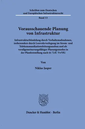 Jasper |  Vorausschauende Planung von Infrastruktur | Buch |  Sack Fachmedien