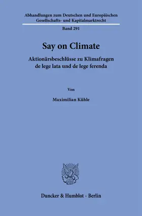 Kühle |  Say on Climate | Buch |  Sack Fachmedien