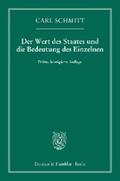 Schmitt |  Der Wert des Staates und die Bedeutung des Einzelnen. | eBook | Sack Fachmedien