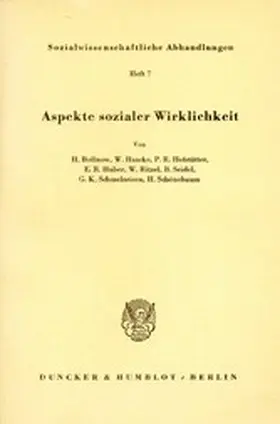 Bollnow / Schönebaum / Haacke | Aspekte sozialer Wirklichkeit. | E-Book | www.sack.de