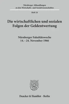  Die wirtschaftlichen und sozialen Folgen der Geldentwertung. | eBook | Sack Fachmedien