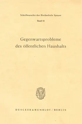 Gegenwartsprobleme des öffentlichen Haushalts. | E-Book | www.sack.de