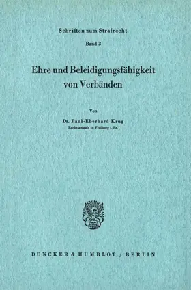 Krug |  Ehre und Beleidigungsfähigkeit von Verbänden. | eBook | Sack Fachmedien