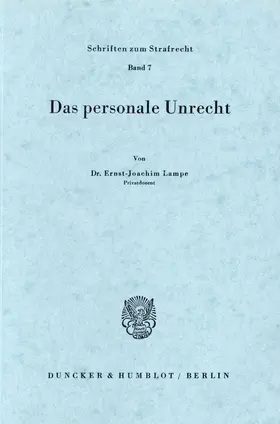 Lampe |  Das personale Unrecht | eBook | Sack Fachmedien
