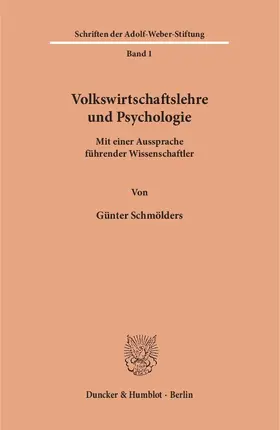 Schmölders |  Volkswirtschaftslehre und Psychologie | eBook | Sack Fachmedien