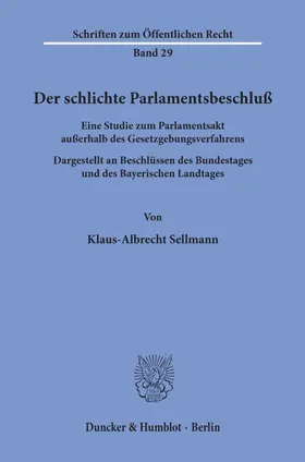 Sellmann | Der schlichte Parlamentsbeschluß. | E-Book | www.sack.de