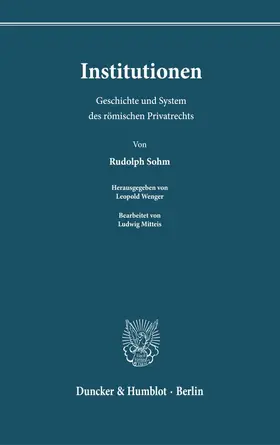 Sohm / Wenger |  Institutionen. | eBook | Sack Fachmedien