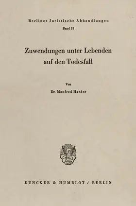 Harder |  Zuwendungen unter Lebenden auf den Todesfall. | eBook | Sack Fachmedien