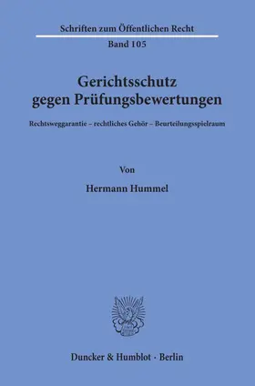 Hummel |  Gerichtsschutz gegen Prüfungsbewertungen | eBook | Sack Fachmedien
