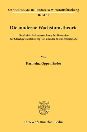 Oppenländer |  Die moderne Wachstumstheorie. | eBook | Sack Fachmedien