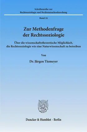 Tiemeyer | Zur Methodenfrage der Rechtssoziologie. | E-Book | www.sack.de