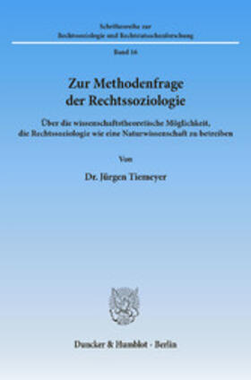 Tiemeyer | Zur Methodenfrage der Rechtssoziologie. | E-Book | sack.de