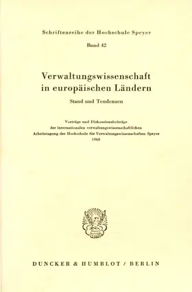 Verwaltungswissenschaft in europäischen Ländern. | E-Book | www.sack.de