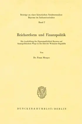 Menges | Reichsreform und Finanzpolitik. | E-Book | www.sack.de
