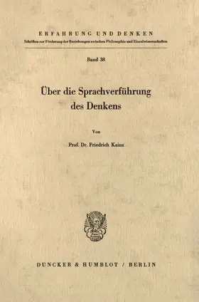 Kainz |  Über die Sprachverführung des Denkens. | eBook | Sack Fachmedien