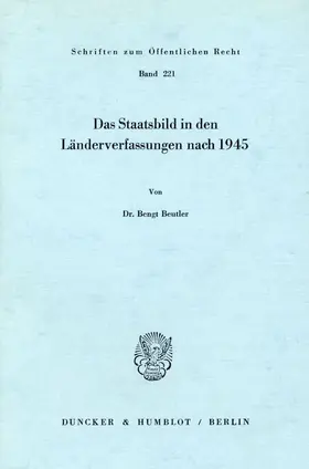 Beutler | Das Staatsbild in den Länderverfassungen nach 1945. | E-Book | www.sack.de