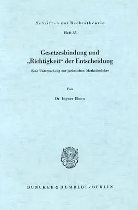 Ebsen |  Gesetzesbindung und "Richtigkeit" der Entscheidung. | eBook | Sack Fachmedien