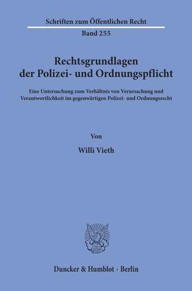Vieth |  Rechtsgrundlagen der Polizei- und Ordnungspflicht | eBook | Sack Fachmedien