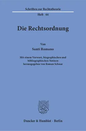 Romano / Schnur |  Die Rechtsordnung | eBook | Sack Fachmedien
