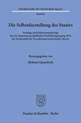 Quaritsch | Die Selbstdarstellung des Staates. | E-Book | www.sack.de
