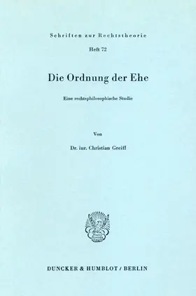 Greiff |  Die Ordnung der Ehe. | eBook | Sack Fachmedien