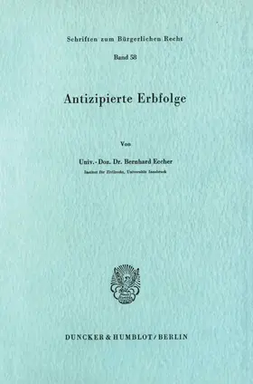 Eccher |  Antizipierte Erbfolge. | eBook | Sack Fachmedien