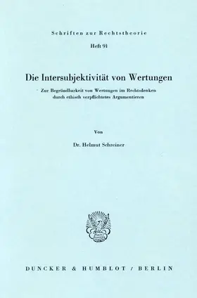 Schreiner |  Die Intersubjektivität von Wertungen. | eBook | Sack Fachmedien