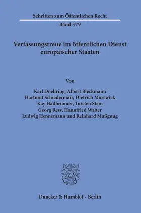 Doehring / Mußgnug / Bleckmann |  Verfassungstreue im öffentlichen Dienst europäischer Staaten. | eBook | Sack Fachmedien