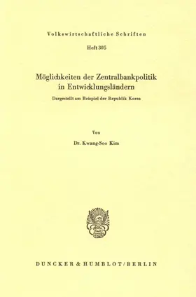Kim | Möglichkeiten der Zentralbankpolitik in Entwicklungsländern. | E-Book | www.sack.de
