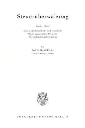 Eppler |  Steuerüberwälzung. | eBook | Sack Fachmedien