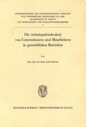 Pleitner | Die Arbeitszufriedenheit von Unternehmern und Mitarbeitern in gewerblichen Betrieben. | E-Book | www.sack.de