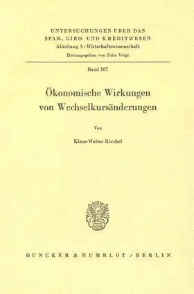 Riechel | Ökonomische Wirkungen von Wechselkursänderungen. | E-Book | www.sack.de