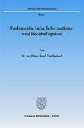 Vonderbeck |  Parlamentarische Informations- und Redebefugnisse. | eBook | Sack Fachmedien