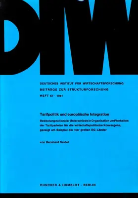 Seidel |  Tarifpolitik und europäische Integration. | eBook | Sack Fachmedien