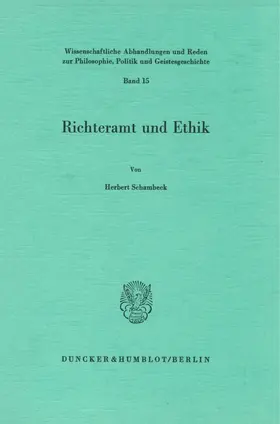 Schambeck |  Richteramt und Ethik. | eBook | Sack Fachmedien