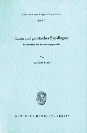 Klinke |  Causa und genetisches Synallagma. | eBook | Sack Fachmedien