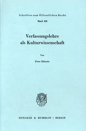 Häberle |  Verfassungslehre als Kulturwissenschaft. | eBook | Sack Fachmedien