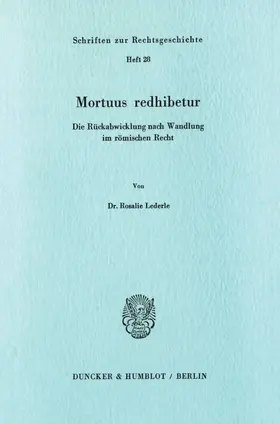 Lederle |  Mortuus redhibetur. | eBook | Sack Fachmedien