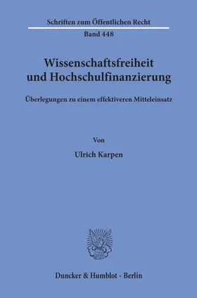 Karpen | Wissenschaftsfreiheit und Hochschulfinanzierung. | E-Book | www.sack.de