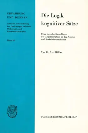 Bühler |  Die Logik kognitiver Sätze. | eBook | Sack Fachmedien