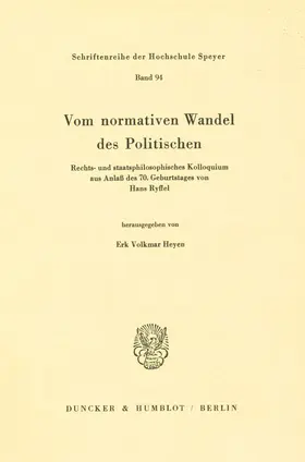 Heyen |  Vom normativen Wandel des Politischen. | eBook | Sack Fachmedien