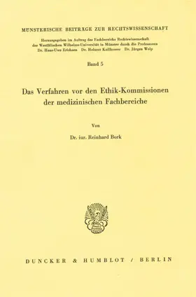 Bork |  Das Verfahren vor den Ethik-Kommissionen der medizinischen Fachbereiche. | eBook | Sack Fachmedien